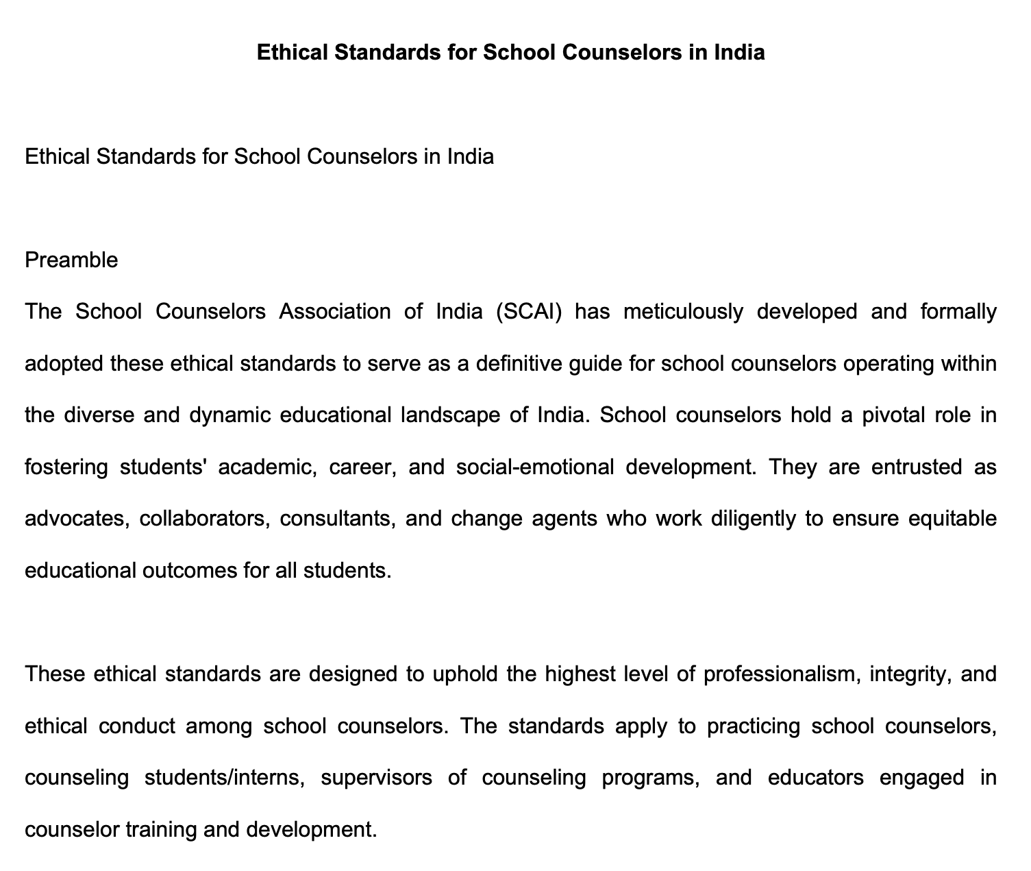 Ethical Standards Of School Counselors In India